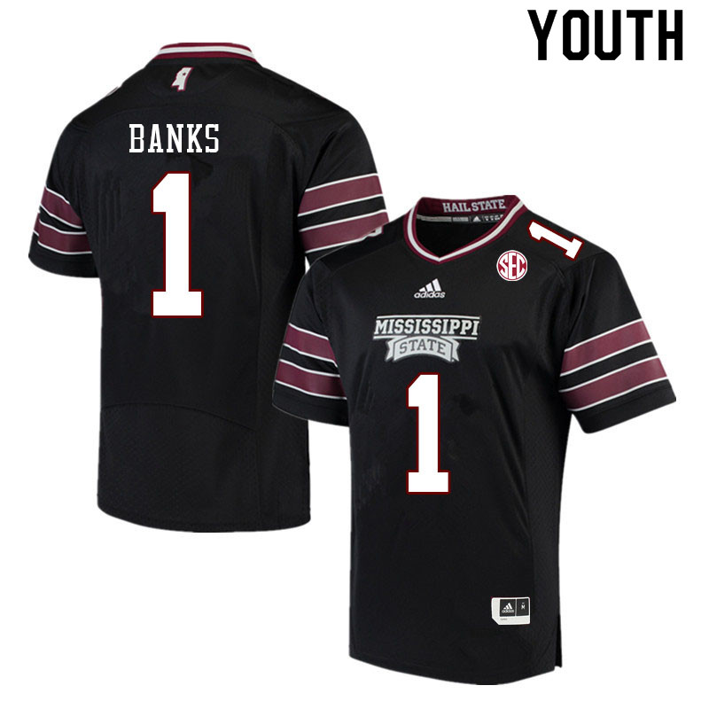 Youth #1 Marcus Banks Mississippi State Bulldogs College Football Jerseys Sale-Black
